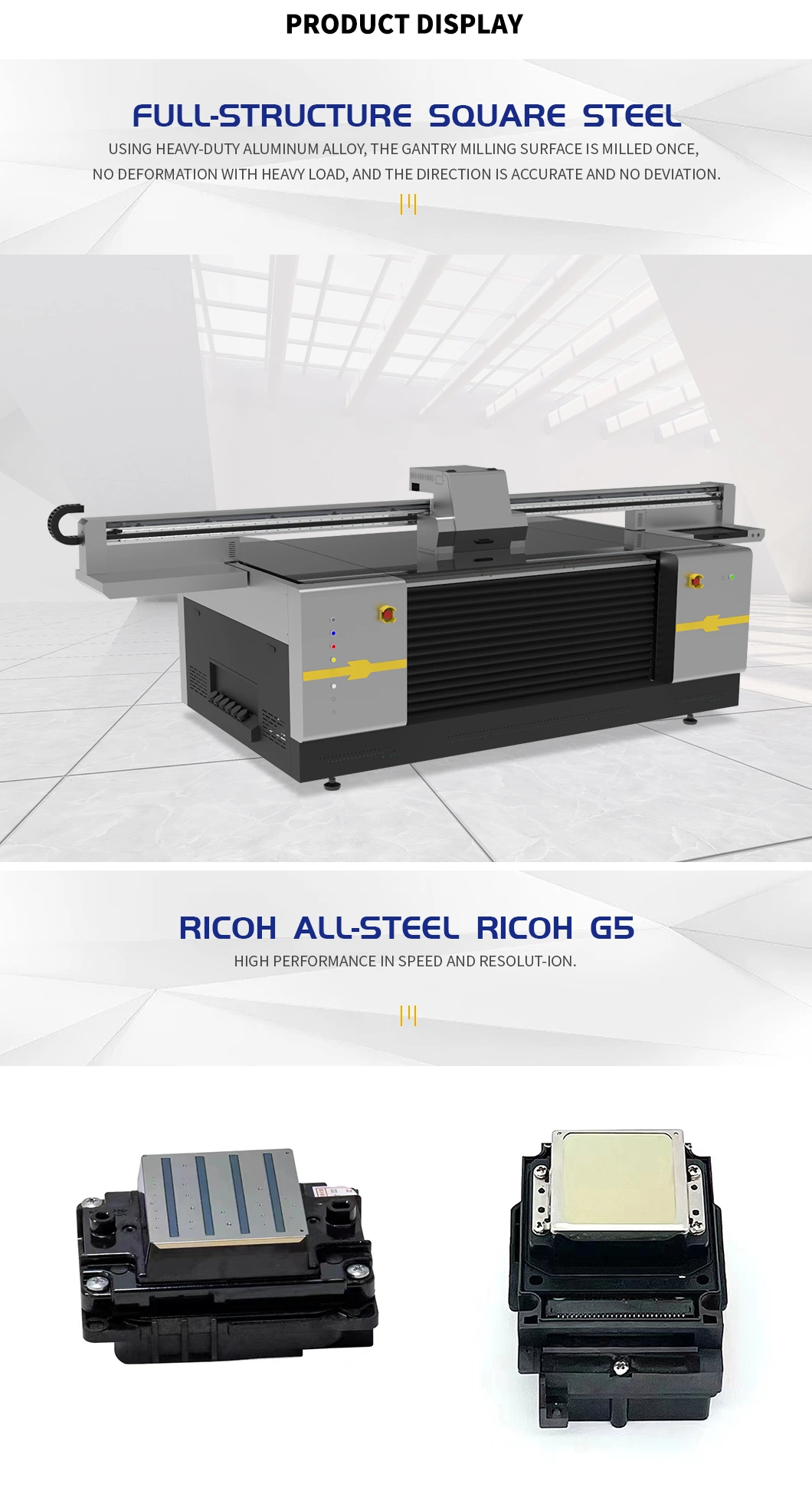 UV Flatbed Printer 2513 Size Digital Printer with 2-3 Ricoh G5 G5I Head 5 Colors + Varnish Suitable for DIY Printing of Acrylic Glass on Wood Panels